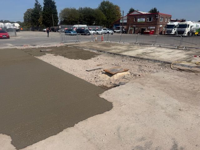 Concrete groundworks during a commercial project